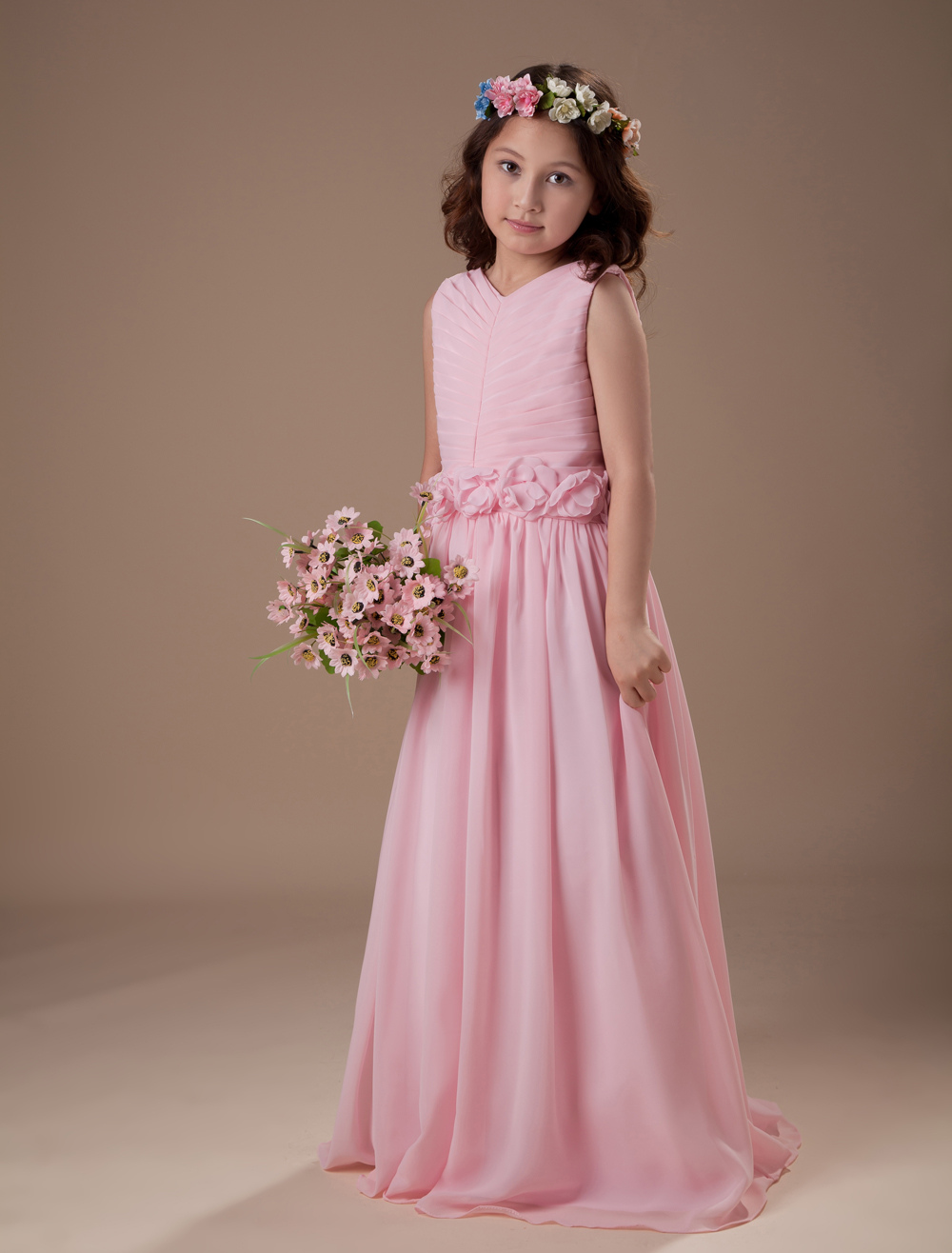 petal pink flower girl dress