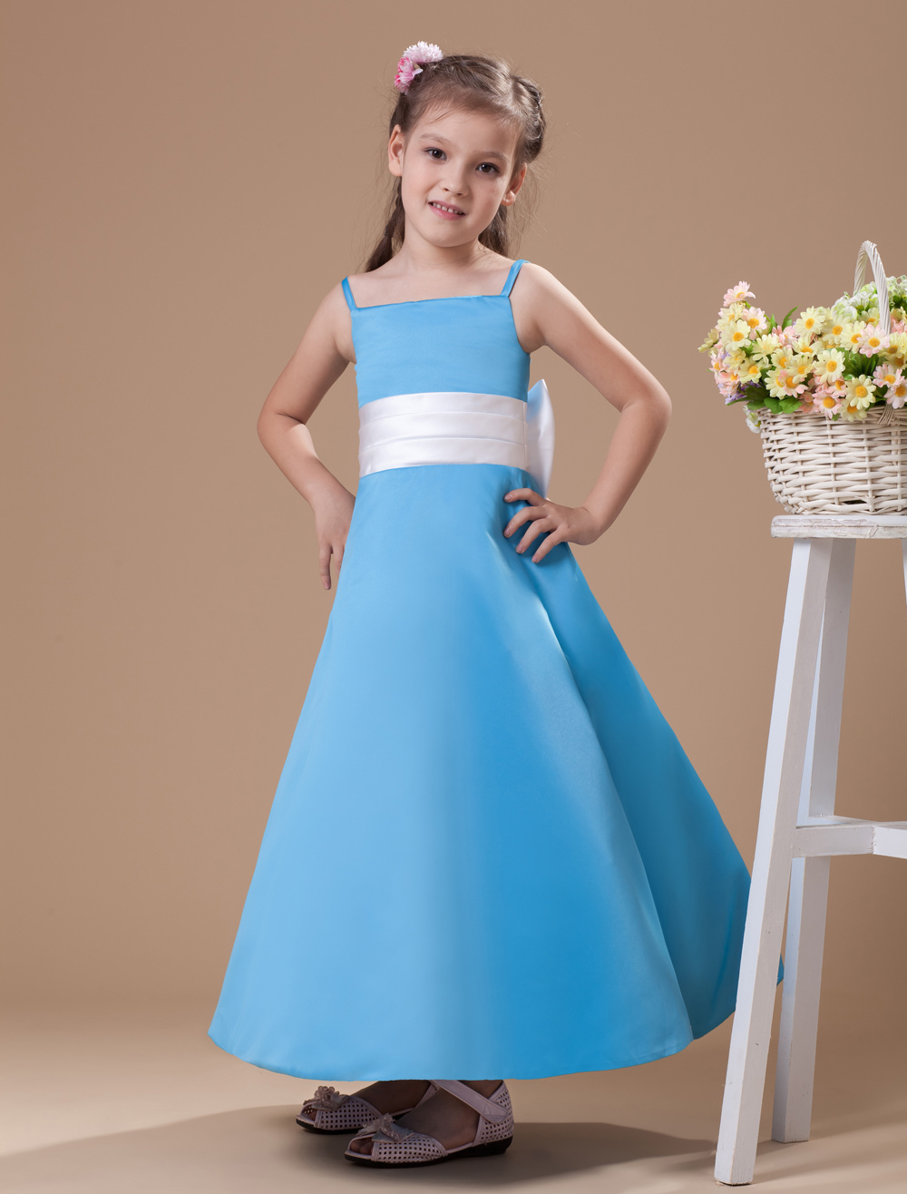 light blue satin sash