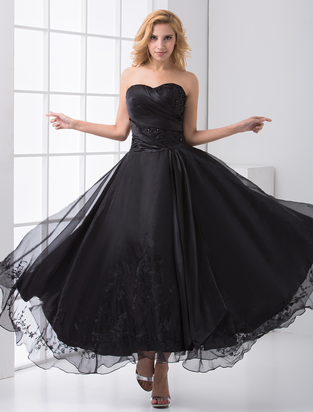Black Organza Beading Prom Dress ...