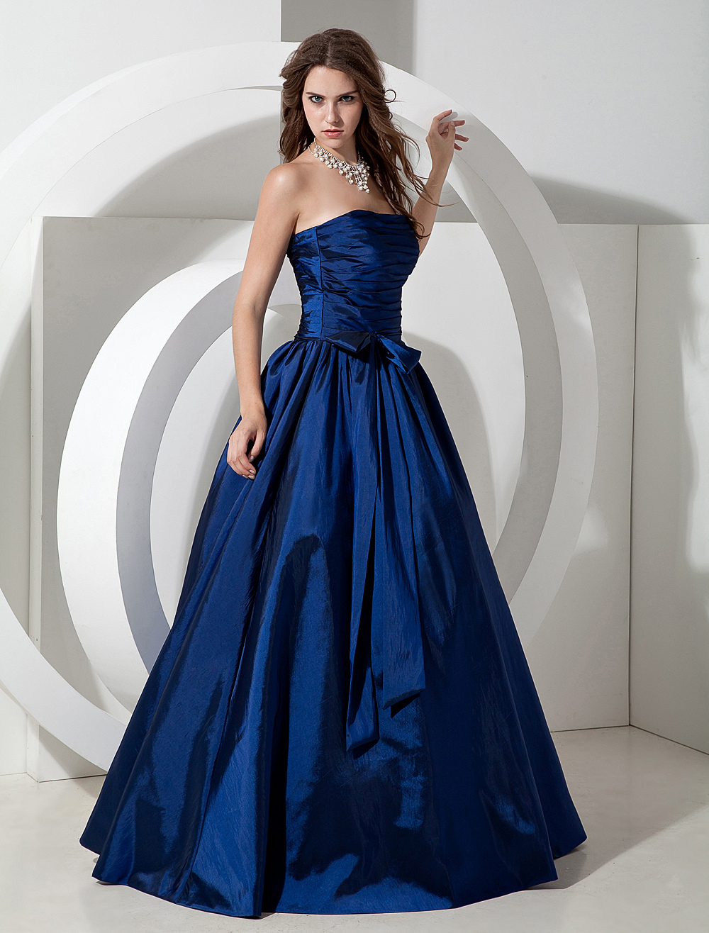 blue taffeta gown